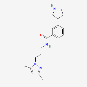 molecular formula C19H26N4O B5418564 N-[3-(3,5-dimethyl-1H-pyrazol-1-yl)propyl]-3-(3-pyrrolidinyl)benzamide hydrochloride 