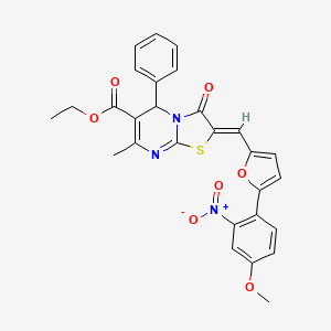 molecular formula C28H23N3O7S B5419179 Ethyl (2Z)-2-{[5-(4-methoxy-2-nitrophenyl)furan-2-YL]methylidene}-7-methyl-3-oxo-5-phenyl-2H,3H,5H-[1,3]thiazolo[3,2-A]pyrimidine-6-carboxylate 
