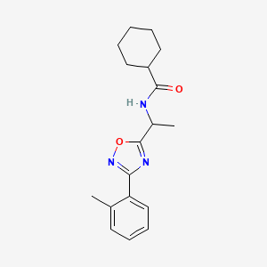 molecular formula C18H23N3O2 B5419326 N-{1-[3-(2-methylphenyl)-1,2,4-oxadiazol-5-yl]ethyl}cyclohexanecarboxamide 