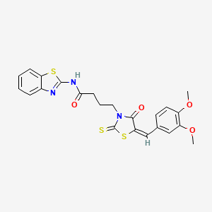 molecular formula C23H21N3O4S3 B5419468 N-1,3-benzothiazol-2-yl-4-[5-(3,4-dimethoxybenzylidene)-4-oxo-2-thioxo-1,3-thiazolidin-3-yl]butanamide 