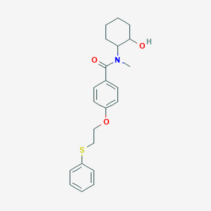 molecular formula C22H27NO3S B5419507 N-(2-hydroxycyclohexyl)-N-methyl-4-[2-(phenylthio)ethoxy]benzamide 
