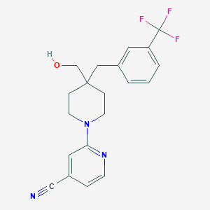 molecular formula C20H20F3N3O B5419922 2-{4-(hydroxymethyl)-4-[3-(trifluoromethyl)benzyl]piperidin-1-yl}isonicotinonitrile 