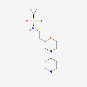 molecular formula C15H29N3O3S B5419997 N-{2-[4-(1-methylpiperidin-4-yl)morpholin-2-yl]ethyl}cyclopropanesulfonamide 