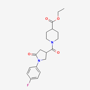 molecular formula C19H23FN2O4 B5420029 ethyl 1-[1-(4-fluorophenyl)-5-oxopyrrolidine-3-carbonyl]piperidine-4-carboxylate 