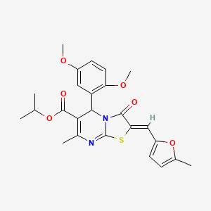 molecular formula C25H26N2O6S B5420174 isopropyl 5-(2,5-dimethoxyphenyl)-7-methyl-2-[(5-methyl-2-furyl)methylene]-3-oxo-2,3-dihydro-5H-[1,3]thiazolo[3,2-a]pyrimidine-6-carboxylate 