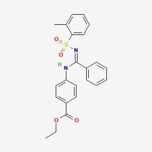 molecular formula C23H22N2O4S B5420356 ethyl 4-{[{[(2-methylphenyl)sulfonyl]imino}(phenyl)methyl]amino}benzoate 