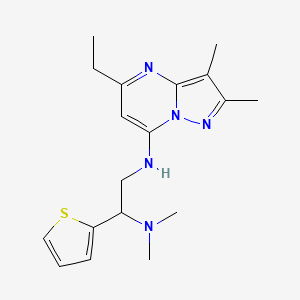 molecular formula C18H25N5S B5420509 N~2~-(5-ethyl-2,3-dimethylpyrazolo[1,5-a]pyrimidin-7-yl)-N~1~,N~1~-dimethyl-1-(2-thienyl)-1,2-ethanediamine 
