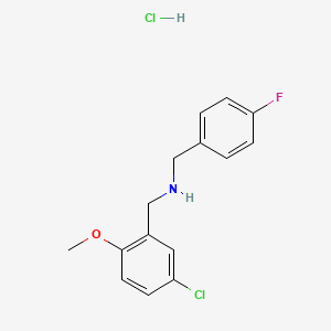 molecular formula C15H16Cl2FNO B5420591 N-[(5-chloro-2-methoxyphenyl)methyl]-1-(4-fluorophenyl)methanamine;hydrochloride 