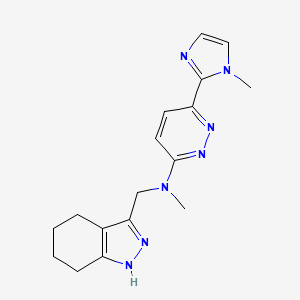 molecular formula C17H21N7 B5420646 N-methyl-6-(1-methyl-1H-imidazol-2-yl)-N-(4,5,6,7-tetrahydro-1H-indazol-3-ylmethyl)pyridazin-3-amine 