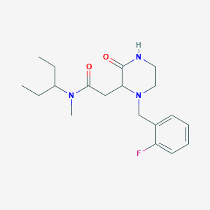 molecular formula C19H28FN3O2 B5420788 N-(1-ethylpropyl)-2-[1-(2-fluorobenzyl)-3-oxo-2-piperazinyl]-N-methylacetamide 