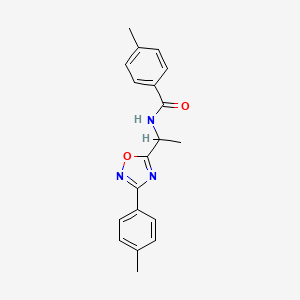 molecular formula C19H19N3O2 B5420793 4-methyl-N-{1-[3-(4-methylphenyl)-1,2,4-oxadiazol-5-yl]ethyl}benzamide 