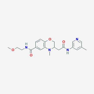molecular formula C21H26N4O4 B5420830 N-(2-methoxyethyl)-4-methyl-3-{2-[(5-methylpyridin-3-yl)amino]-2-oxoethyl}-3,4-dihydro-2H-1,4-benzoxazine-6-carboxamide 