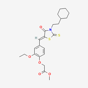 molecular formula C23H29NO5S2 B5420904 methyl (4-{[3-(2-cyclohexylethyl)-4-oxo-2-thioxo-1,3-thiazolidin-5-ylidene]methyl}-2-ethoxyphenoxy)acetate 