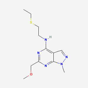molecular formula C12H19N5OS B5420924 N-[2-(ethylthio)ethyl]-6-(methoxymethyl)-1-methyl-1H-pyrazolo[3,4-d]pyrimidin-4-amine 