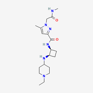 molecular formula C19H32N6O2 B5420979 N-[(1S,2R)-2-[(1-ethylpiperidin-4-yl)amino]cyclobutyl]-5-methyl-1-[2-(methylamino)-2-oxoethyl]pyrazole-3-carboxamide 