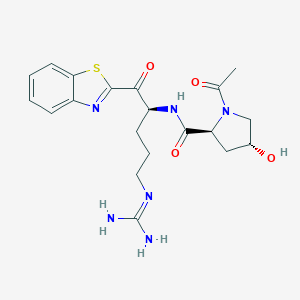 molecular formula C20H26N6O4S B542111 (2S,4R)-1-Acetyl-N-[(1S)-4-[(aminoiminomethyl)amino]-1-(2-benzothiazolylcarbonyl)butyl]-4-hydroxy-2-pyrrolidinecarboxamide 
