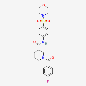 molecular formula C23H26FN3O5S B5421235 1-(4-FLUOROBENZOYL)-N-[4-(MORPHOLINOSULFONYL)PHENYL]-3-PIPERIDINECARBOXAMIDE 