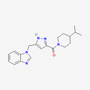 molecular formula C20H25N5O B5421346 1-({3-[(4-isopropylpiperidin-1-yl)carbonyl]-1H-pyrazol-5-yl}methyl)-1H-benzimidazole 