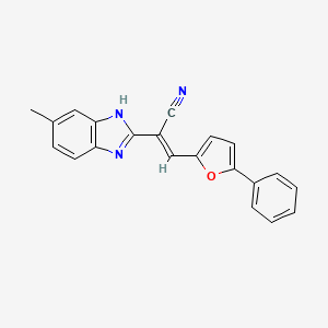 molecular formula C21H15N3O B5421420 (2E)-2-(6-methyl-1H-benzimidazol-2-yl)-3-(5-phenylfuran-2-yl)prop-2-enenitrile 
