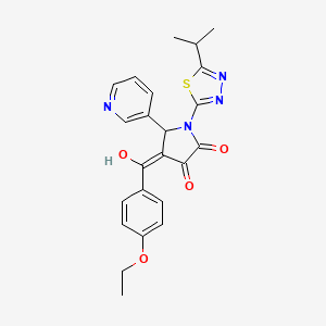 molecular formula C23H22N4O4S B5421422 (4E)-4-[(4-ethoxyphenyl)-hydroxymethylidene]-1-(5-propan-2-yl-1,3,4-thiadiazol-2-yl)-5-pyridin-3-ylpyrrolidine-2,3-dione 