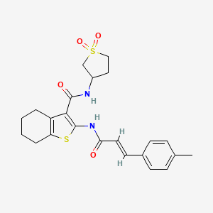 molecular formula C23H26N2O4S2 B5421435 N-(1,1-dioxidotetrahydrothiophen-3-yl)-2-{[(2E)-3-(4-methylphenyl)prop-2-enoyl]amino}-4,5,6,7-tetrahydro-1-benzothiophene-3-carboxamide 