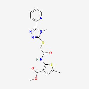 molecular formula C17H17N5O3S2 B5421514 methyl 5-methyl-2-[({[4-methyl-5-(2-pyridinyl)-4H-1,2,4-triazol-3-yl]thio}acetyl)amino]-3-thiophenecarboxylate 