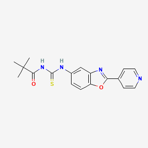 molecular formula C18H18N4O2S B5421541 2,2-dimethyl-N-({[2-(4-pyridinyl)-1,3-benzoxazol-5-yl]amino}carbonothioyl)propanamide 
