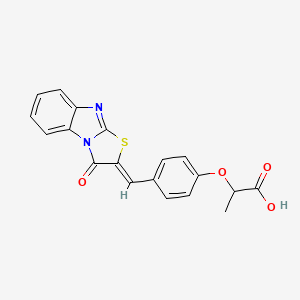molecular formula C19H14N2O4S B5421575 2-[4-[(Z)-(1-oxo-[1,3]thiazolo[3,2-a]benzimidazol-2-ylidene)methyl]phenoxy]propanoic acid 