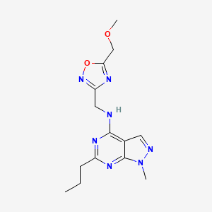 molecular formula C14H19N7O2 B5421643 N-{[5-(methoxymethyl)-1,2,4-oxadiazol-3-yl]methyl}-1-methyl-6-propyl-1H-pyrazolo[3,4-d]pyrimidin-4-amine 