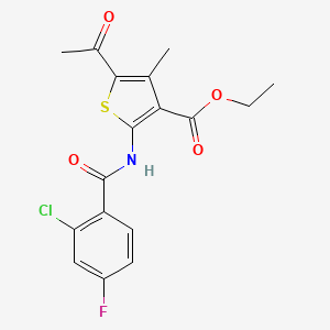 molecular formula C17H15ClFNO4S B5421655 ethyl 5-acetyl-2-[(2-chloro-4-fluorobenzoyl)amino]-4-methyl-3-thiophenecarboxylate 