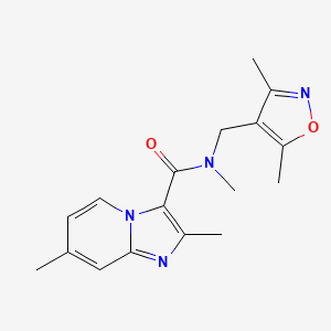 molecular formula C17H20N4O2 B5421751 N-[(3,5-dimethylisoxazol-4-yl)methyl]-N,2,7-trimethylimidazo[1,2-a]pyridine-3-carboxamide 