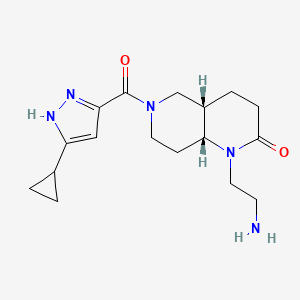 molecular formula C17H25N5O2 B5421827 rel-(4aS,8aR)-1-(2-aminoethyl)-6-[(3-cyclopropyl-1H-pyrazol-5-yl)carbonyl]octahydro-1,6-naphthyridin-2(1H)-one hydrochloride 