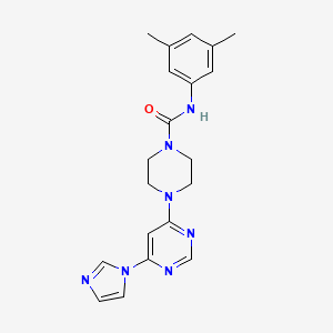molecular formula C20H23N7O B5421838 N-(3,5-dimethylphenyl)-4-[6-(1H-imidazol-1-yl)-4-pyrimidinyl]-1-piperazinecarboxamide 