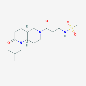 molecular formula C16H29N3O4S B5421960 N-{3-[(4aS*,8aR*)-1-isobutyl-2-oxooctahydro-1,6-naphthyridin-6(2H)-yl]-3-oxopropyl}methanesulfonamide 
