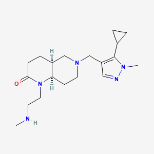 molecular formula C19H31N5O B5422086 rel-(4aS,8aR)-6-[(5-cyclopropyl-1-methyl-1H-pyrazol-4-yl)methyl]-1-[2-(methylamino)ethyl]octahydro-1,6-naphthyridin-2(1H)-one dihydrochloride 