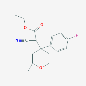 molecular formula C18H22FNO3 B5422089 ethyl cyano[4-(4-fluorophenyl)-2,2-dimethyltetrahydro-2H-pyran-4-yl]acetate 