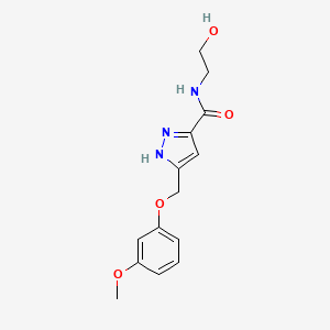 molecular formula C14H17N3O4 B5422108 N-(2-hydroxyethyl)-5-[(3-methoxyphenoxy)methyl]-1H-pyrazole-3-carboxamide 
