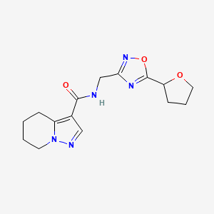 molecular formula C15H19N5O3 B5422271 N-{[5-(tetrahydrofuran-2-yl)-1,2,4-oxadiazol-3-yl]methyl}-4,5,6,7-tetrahydropyrazolo[1,5-a]pyridine-3-carboxamide 