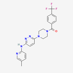 molecular formula C22H21F3N6O B5422369 N-(5-methyl-2-pyridinyl)-6-{4-[4-(trifluoromethyl)benzoyl]-1-piperazinyl}-3-pyridazinamine 