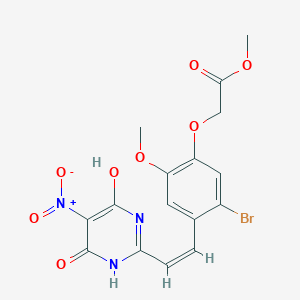 molecular formula C16H14BrN3O8 B5422421 methyl {5-bromo-4-[2-(4-hydroxy-5-nitro-6-oxo-1,6-dihydro-2-pyrimidinyl)vinyl]-2-methoxyphenoxy}acetate 