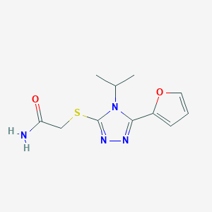 molecular formula C11H14N4O2S B5422453 2-{[5-(2-FURYL)-4-ISOPROPYL-4H-1,2,4-TRIAZOL-3-YL]SULFANYL}ACETAMIDE 