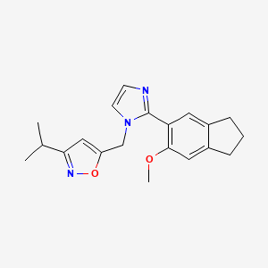 molecular formula C20H23N3O2 B5422481 3-isopropyl-5-{[2-(6-methoxy-2,3-dihydro-1H-inden-5-yl)-1H-imidazol-1-yl]methyl}isoxazole 