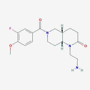 molecular formula C18H24FN3O3 B5422591 rel-(4aS,8aR)-1-(2-aminoethyl)-6-(3-fluoro-4-methoxybenzoyl)octahydro-1,6-naphthyridin-2(1H)-one hydrochloride 