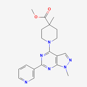 molecular formula C19H22N6O2 B5422718 methyl 4-methyl-1-[1-methyl-6-(3-pyridinyl)-1H-pyrazolo[3,4-d]pyrimidin-4-yl]-4-piperidinecarboxylate 