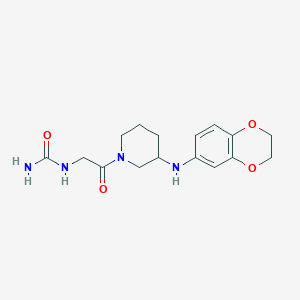 molecular formula C16H22N4O4 B5422773 N-{2-[3-(2,3-dihydro-1,4-benzodioxin-6-ylamino)-1-piperidinyl]-2-oxoethyl}urea 