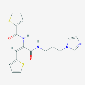 molecular formula C18H18N4O2S2 B5422782 N-[1-({[3-(1H-imidazol-1-yl)propyl]amino}carbonyl)-2-(2-thienyl)vinyl]-2-thiophenecarboxamide 