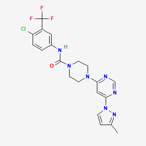molecular formula C20H19ClF3N7O B5422985 N-[4-chloro-3-(trifluoromethyl)phenyl]-4-[6-(3-methyl-1H-pyrazol-1-yl)-4-pyrimidinyl]-1-piperazinecarboxamide 