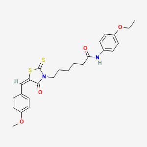molecular formula C25H28N2O4S2 B5423033 N-(4-ethoxyphenyl)-6-[5-(4-methoxybenzylidene)-4-oxo-2-thioxo-1,3-thiazolidin-3-yl]hexanamide 