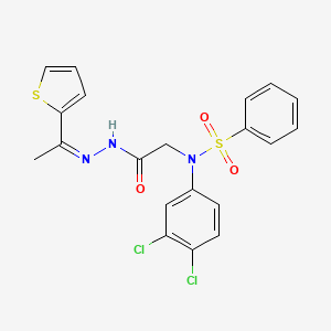 molecular formula C20H17Cl2N3O3S2 B5423304 N-(3,4-dichlorophenyl)-N-(2-oxo-2-{2-[1-(2-thienyl)ethylidene]hydrazino}ethyl)benzenesulfonamide 