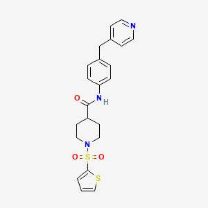 molecular formula C22H23N3O3S2 B5423406 N-[4-(4-pyridinylmethyl)phenyl]-1-(2-thienylsulfonyl)-4-piperidinecarboxamide 